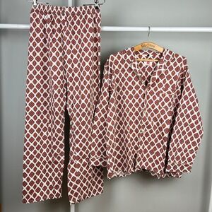 Vintage 60s Hanes Sanforized Pajama 2-pc Set Mens C (Large) 100% Cotton